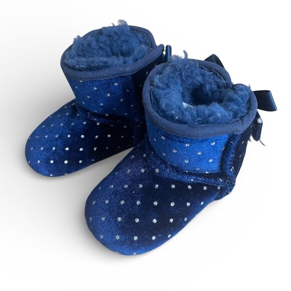 UGGs JESSE BOW II BOOTIES BABY blue CRIB TODDLER 2/3 winter slippers mini kids - Picture 3 of 11